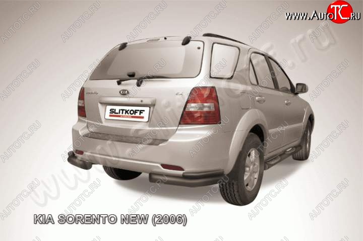9 449 р. Защита заднего бампера из уголков d76+d42 Slitkoff (двойная) KIA Sorento BL рестайлинг (2006-2010) (Цвет: серебристый)  с доставкой в г. Вологда