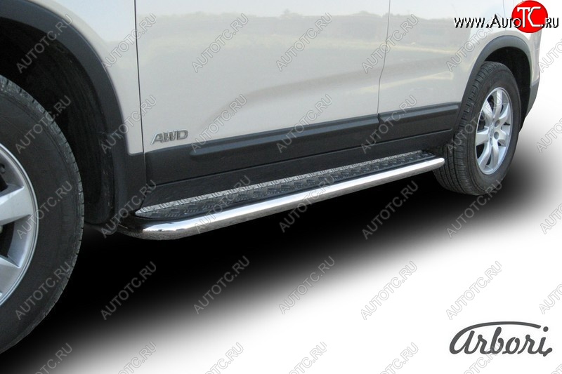 15 569 р. Защита штатных порогов с листом Arbori (нержавейка, алюминий, d57) KIA Sorento XM дорестайлинг (2009-2012)  с доставкой в г. Вологда