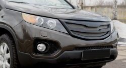 5 299 р. Решётка радиатора RA  KIA Sorento  XM (2009-2012) дорестайлинг (Глянец под окраску, с металлической сеткой, Неокрашенная)  с доставкой в г. Вологда. Увеличить фотографию 2