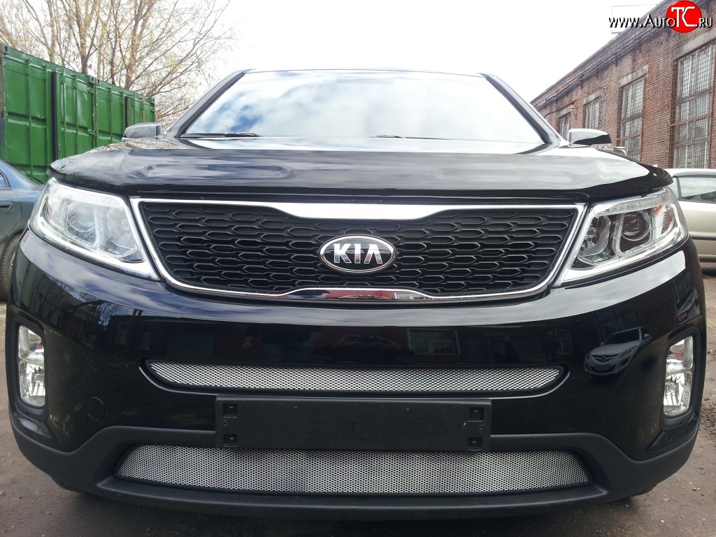 1 539 р. Нижняя сетка на бампер Russtal (хром) KIA Sorento XM рестайлинг (2012-2015)  с доставкой в г. Вологда