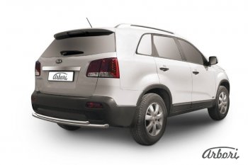 12 599 р. Защита заднего бампера Arbori (радиусная, нержавейка, 2 трубы d57 и 42 mm). KIA Sorento XM дорестайлинг (2009-2012)  с доставкой в г. Вологда. Увеличить фотографию 2