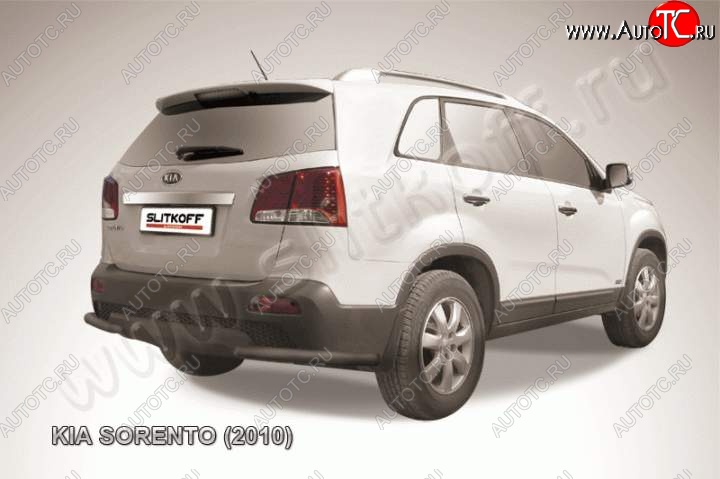 5 799 р. Защита заднего бампера из уголков d57 Slitkoff KIA Sorento XM дорестайлинг (2009-2012) (Цвет: серебристый)  с доставкой в г. Вологда