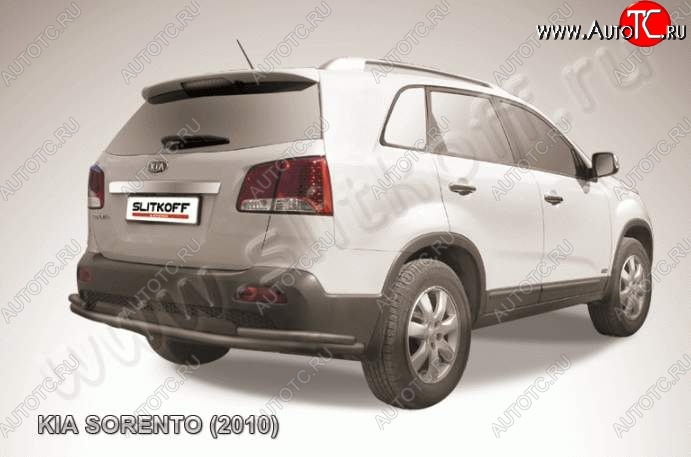 11 649 р. Защита заднего бампера из труб d57+d42 Slitkoff (с уголками) KIA Sorento XM дорестайлинг (2009-2012) (Цвет: серебристый)  с доставкой в г. Вологда