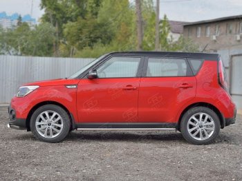 17 999 р. Защита порогов из круглой трубы диаметром 42 мм SLITKOFF v1 KIA Soul PS дорестайлинг (2014-2016)  с доставкой в г. Вологда. Увеличить фотографию 2