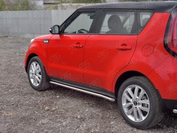 17 999 р. Защита порогов из круглой трубы диаметром 42 мм SLITKOFF v1 KIA Soul PS дорестайлинг (2014-2016)  с доставкой в г. Вологда. Увеличить фотографию 3