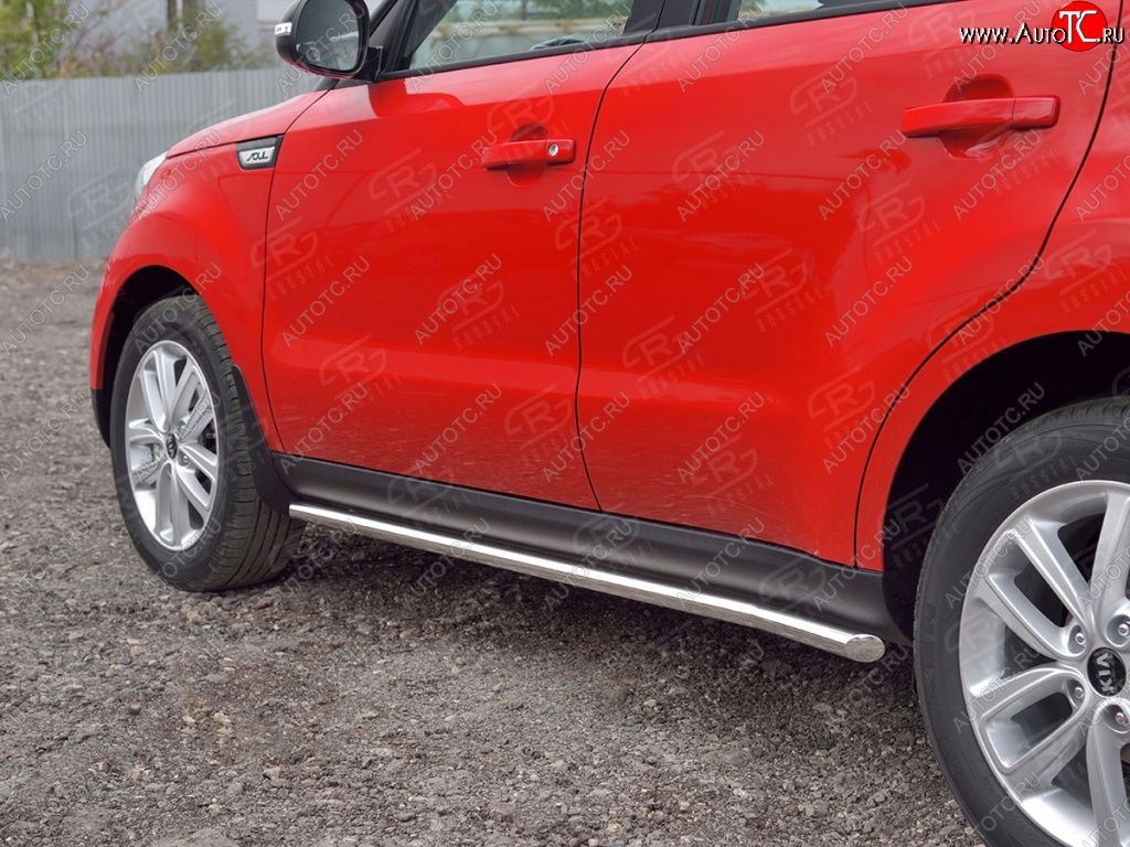 17 999 р. Защита порогов из круглой трубы диаметром 42 мм SLITKOFF v1 KIA Soul PS дорестайлинг (2014-2016)  с доставкой в г. Вологда