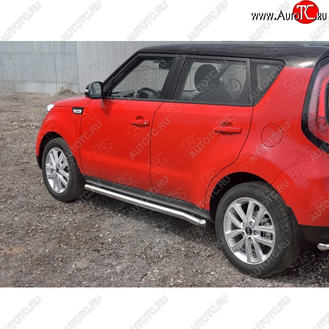 19 999 р. Защита порогов из круглой трубы диаметром 63 мм SLITKOFF v3 KIA Soul PS дорестайлинг (2014-2016)  с доставкой в г. Вологда