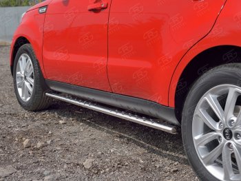 16 649 р. Защита порогов из овальной трубы d75x42 мм с проступью Russtal KIA Soul PS дорестайлинг (2014-2016)  с доставкой в г. Вологда. Увеличить фотографию 3