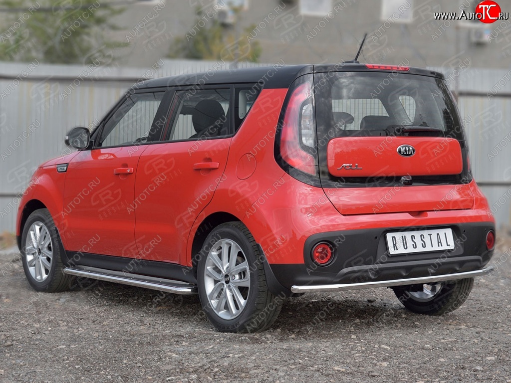 14 499 р. Одинарная защита заднего бампера диаметром 42 SLITKOFF KIA Soul PS дорестайлинг (2014-2016)  с доставкой в г. Вологда