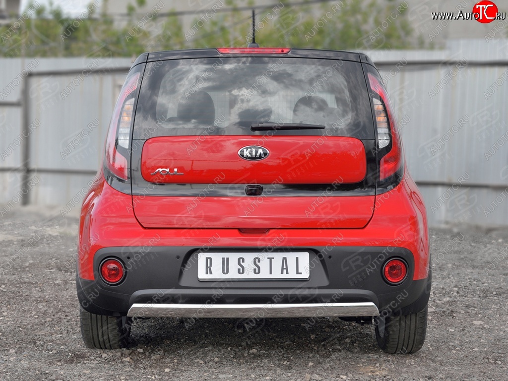 12 999 р. Защита заднего бампера (Ø75x42 мм, нержавейка) Russtal KIA Soul PS дорестайлинг (2014-2016)  с доставкой в г. Вологда