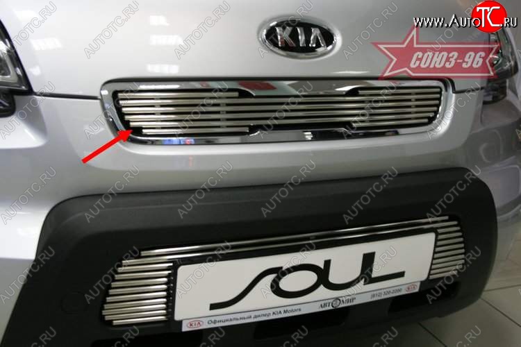 3 194 р. Декоративный элемент решетки радиатора Souz-96 (d10) KIA Soul AM дорестайлинг (2008-2011)  с доставкой в г. Вологда