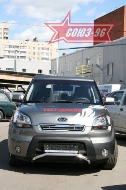 10 574 р. Защита переднего бампера Souz-96 (d42) KIA Soul AM дорестайлинг (2008-2011)  с доставкой в г. Вологда. Увеличить фотографию 2