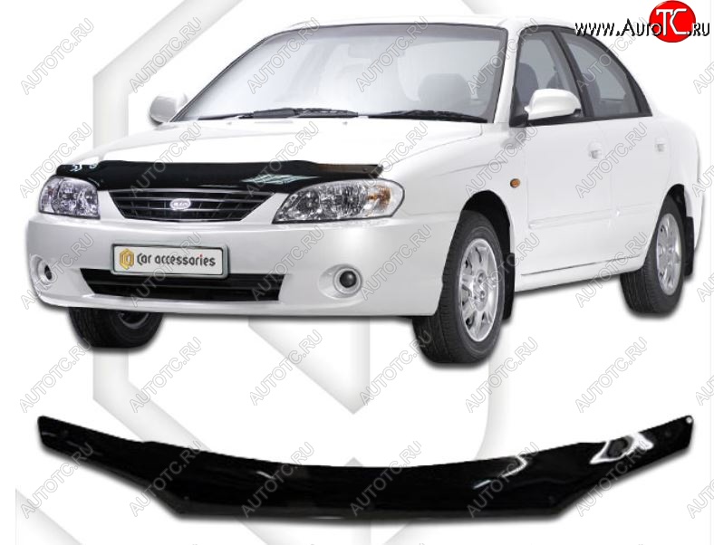 1 999 р. Дефлектор капота CA-Plastic  KIA Spectra (2000-2009) (Classic черный, Без надписи)  с доставкой в г. Вологда