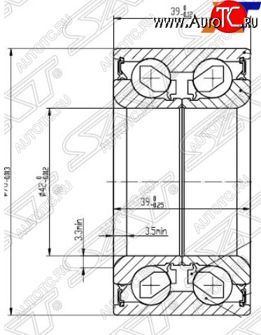 1 159 р. Подшипник передней ступицы SAT (4WD, 42-76-39) Hyundai IX35 NU рестайлинг (2020-2025)  с доставкой в г. Вологда