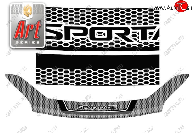 2 299 р. Дефлектор капота CA-Plastiс  KIA Sportage  4 QL (2016-2022) дорестайлинг, рестайлинг (Серия Art графит)  с доставкой в г. Вологда