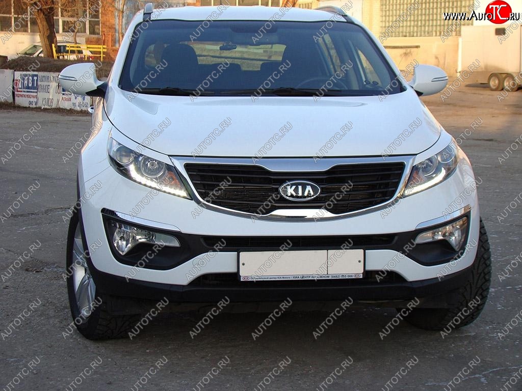1 299 р. Реснички на фары Tuning-Sport  KIA Sportage  3 SL (2010-2016) дорестайлинг, рестайлинг (Неокрашенные)  с доставкой в г. Вологда