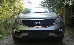 1 469 р. Нижняя сетка на бампер Russtal (черная) KIA Sportage 3 SL дорестайлинг (2010-2014)  с доставкой в г. Вологда. Увеличить фотографию 2