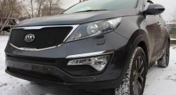 1 899 р. Средняя сетка на бампер (рестайлинг) Russtal (черная) KIA Sportage 3 SL дорестайлинг (2010-2014)  с доставкой в г. Вологда. Увеличить фотографию 2