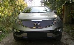 1 379 р. Средняя сетка на бампер Russtal (хром) KIA Sportage 3 SL дорестайлинг (2010-2014)  с доставкой в г. Вологда. Увеличить фотографию 3