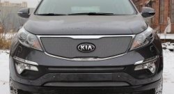 1 379 р. Средняя сетка на бампер (рестайлинг) Russtal (хром) KIA Sportage 3 SL дорестайлинг (2010-2014)  с доставкой в г. Вологда. Увеличить фотографию 2