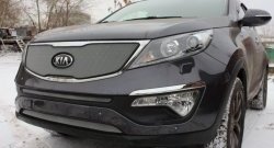 1 379 р. Средняя сетка на бампер (рестайлинг) Russtal (хром) KIA Sportage 3 SL дорестайлинг (2010-2014)  с доставкой в г. Вологда. Увеличить фотографию 3