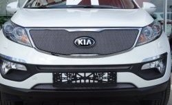 1 379 р. Средняя сетка на бампер (рестайлинг) Russtal (хром) KIA Sportage 3 SL дорестайлинг (2010-2014)  с доставкой в г. Вологда. Увеличить фотографию 11