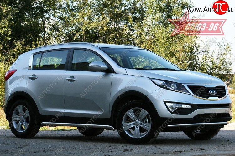 11 564 р. Защита переднего бампера одинарная Souz-96 (d42). KIA Sportage 3 SL дорестайлинг (2010-2014)  с доставкой в г. Вологда