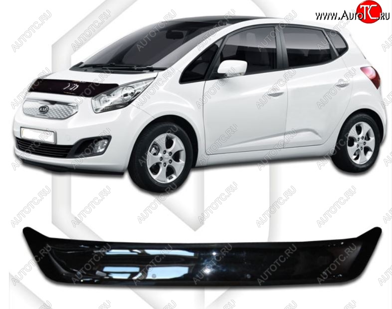 1 839 р. Дефлектор капота CA-Plastiс  KIA Venga (2009-2025) дорестайлинг, рестайлинг (Classic черный, Без надписи)  с доставкой в г. Вологда