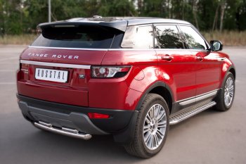 Пороги SLITKOFF d42 с листом Land Rover Range Rover Evoque 1 L538 дорестайлинг 5 дв. (2011-2015) (лист алюминий, труба нержавейка)