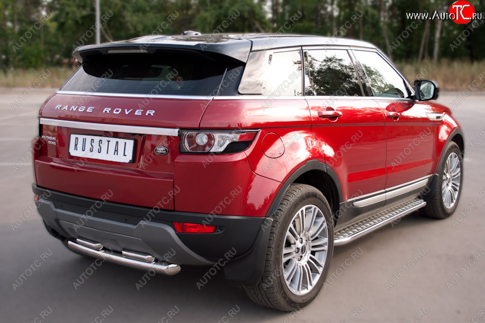 24 649 р. Пороги SLITKOFF d42 с листом Land Rover Range Rover Evoque 1 L538 дорестайлинг 5 дв. (2011-2015) (лист алюминий, труба нержавейка)  с доставкой в г. Вологда