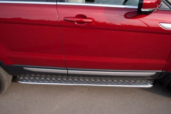 24 649 р. Пороги SLITKOFF d42 с листом Land Rover Range Rover Evoque 1 L538 дорестайлинг 5 дв. (2011-2015) (лист алюминий, труба нержавейка)  с доставкой в г. Вологда. Увеличить фотографию 2
