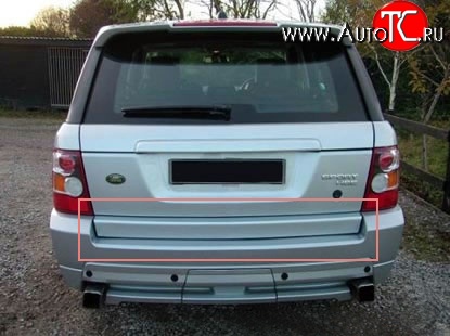 6 549 р. Накладка на заднюю дверь автомобиля Stormer Land Rover Range Rover Sport 1 L320 дорестайлинг (2005-2009)  с доставкой в г. Вологда