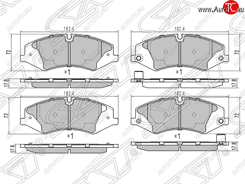 1 599 р. Колодки тормозные SAT (передние) Land Rover Range Rover 3 L322 дорестайлинг (2002-2006)  с доставкой в г. Вологда