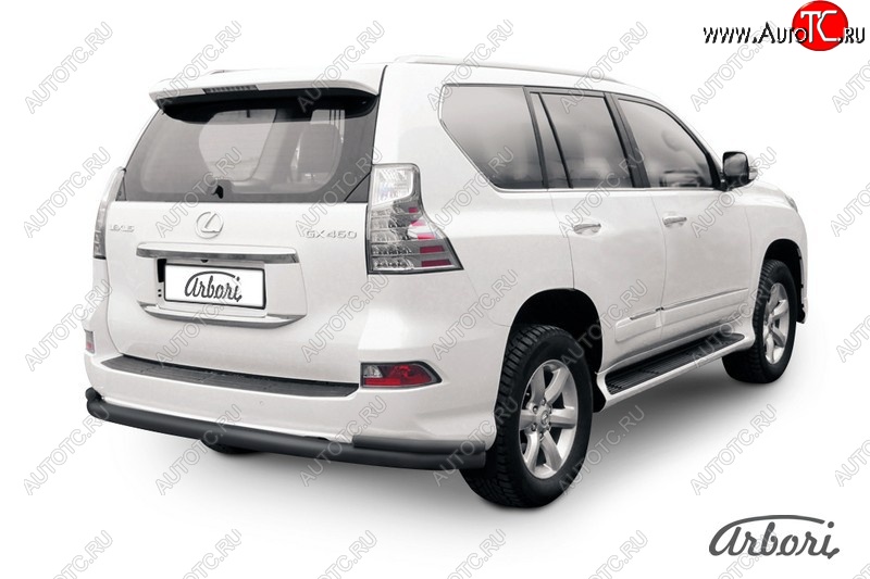 13 499 р. Защита заднего бампера Arbori (черная, 2 трубы d76 и 42 mm). Lexus GX460 J150 1-ый рестайлинг (2013-2019)  с доставкой в г. Вологда