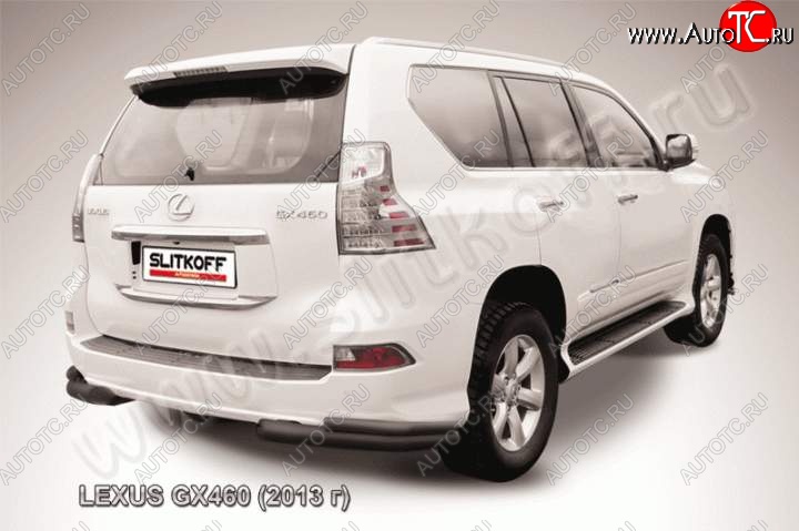 14 999 р. Защита заднего бампера из уголков d76+d42 Slitkoff (двойные) Lexus GX460 J150 1-ый рестайлинг (2013-2019) (Цвет: серебристый)  с доставкой в г. Вологда