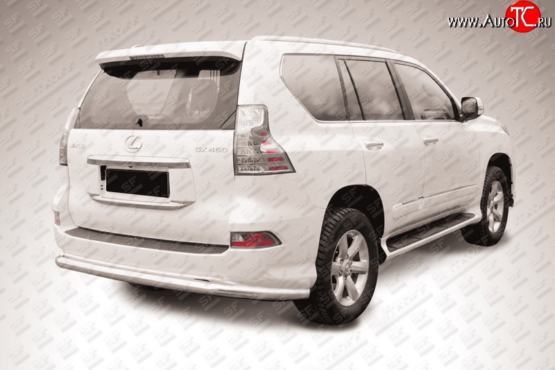 14 599 р. Защита заднего бампера из длинной трубы диаметром 76 мм Slitkoff Lexus GX460 J150 1-ый рестайлинг (2013-2019) (Нержавейка, Полированная)  с доставкой в г. Вологда