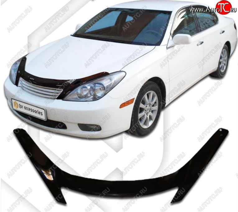 2 199 р. Дефлектор капота CA-Plastiс exclusive  Lexus ES300  XV30 (2001-2003) дорестайлинг (Classic черный, Без надписи)  с доставкой в г. Вологда