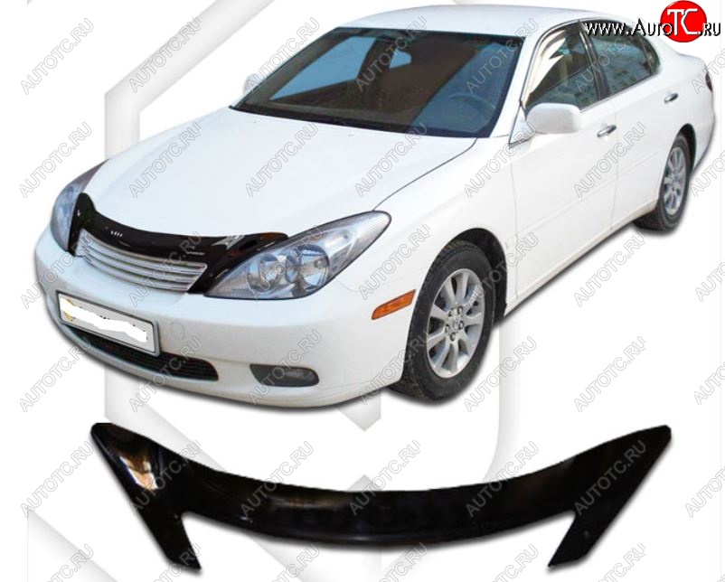 2 079 р. Дефлектор капота CA-Plastic Lexus ES300 XV30 дорестайлинг (2001-2003) (Classic черный, Без надписи)  с доставкой в г. Вологда