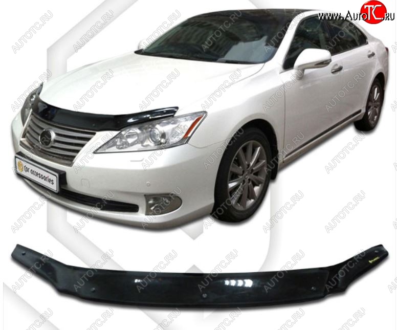 1 999 р. Дефлектор капота CA-Plastiс Lexus ES350 XV40 дорестайлинг (2006-2009) (Classic черный, Без надписи)  с доставкой в г. Вологда