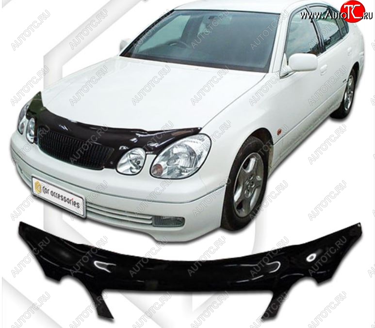 2 599 р. Дефлектор капота CA-Plastiс exclusive  Lexus GS300  S160 (1997-2001) дорестайлинг (серия Classic черный, Без надписи)  с доставкой в г. Вологда
