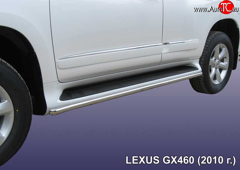 15 699 р. Защита штатных порогов из круглой трубы диаметром 42 мм Slitkoff Lexus GX460 J150 дорестайлинг (2009-2013) (Нержавейка, Полированная)  с доставкой в г. Вологда