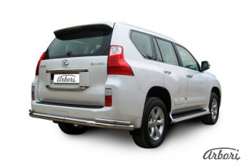 19 349 р. Защита заднего бампера Arbori (нержавейка, 2 трубы d76 и 42 mm). Lexus GX460 J150 дорестайлинг (2009-2013)  с доставкой в г. Вологда. Увеличить фотографию 2