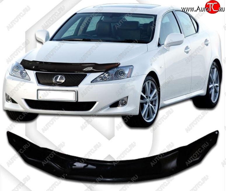 2 079 р. Дефлектор капота CA-Plastic Lexus IS250 XE20 седан дорестайлинг (2005-2013) (Classic черный, Без надписи)  с доставкой в г. Вологда