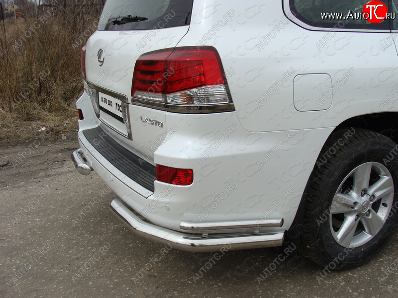 29 449 р. Защита заднего бампера (уголки двойные) (кроме F-Sport) ТСС 76,1/42,4 мм Lexus LX570 J200 1-ый рестайлинг (2012-2015)  с доставкой в г. Вологда