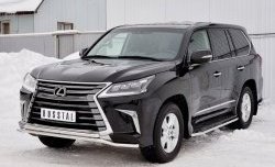 20 199 р. Защита переднего бампера (2 трубы Ø42 мм, нержавейка) Petroil Tuning Lexus LX450d J200 2-ой рестайлинг (2015-2022)  с доставкой в г. Вологда. Увеличить фотографию 2
