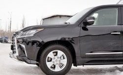 20 199 р. Защита переднего бампера (2 трубы Ø42 мм, нержавейка) Petroil Tuning Lexus LX450d J200 2-ой рестайлинг (2015-2022)  с доставкой в г. Вологда. Увеличить фотографию 3