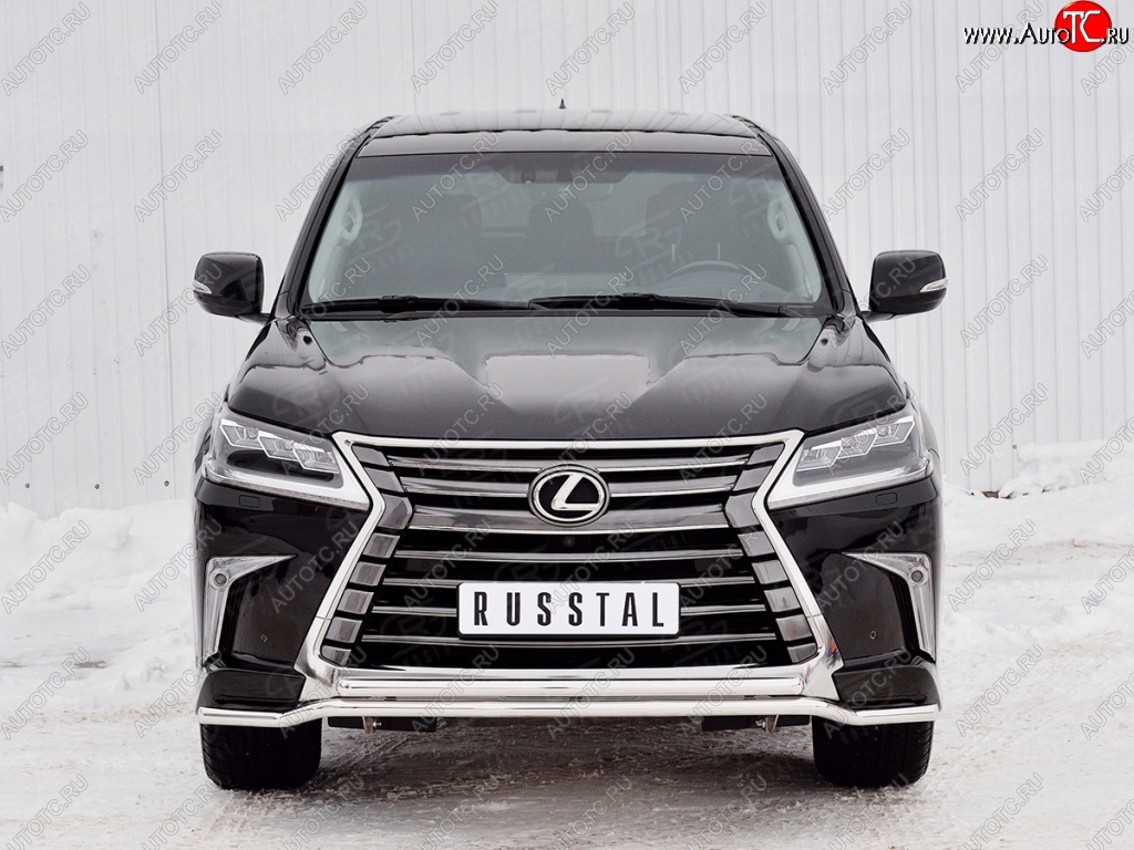 20 199 р. Защита переднего бампера (2 трубы Ø42 мм, нержавейка) Petroil Tuning Lexus LX450d J200 2-ой рестайлинг (2015-2022)  с доставкой в г. Вологда