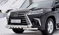 26 749 р. Защита переднего бампера (2 трубы Ø63 мм с зубами, нержавейка) SLITKOFF Lexus LX450d J200 2-ой рестайлинг (2015-2022)  с доставкой в г. Вологда. Увеличить фотографию 4
