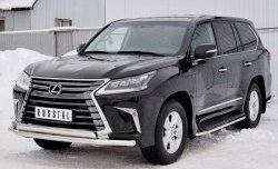 16 449 р. Защита переднего бампера (2 трубыØ63 и 75х42 мм, нержавейка) Russtal Lexus LX450d J200 2-ой рестайлинг (2015-2022)  с доставкой в г. Вологда. Увеличить фотографию 2