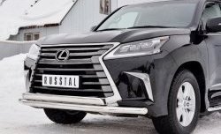 16 449 р. Защита переднего бампера (2 трубыØ63 и 75х42 мм, нержавейка) Russtal Lexus LX450d J200 2-ой рестайлинг (2015-2022)  с доставкой в г. Вологда. Увеличить фотографию 4